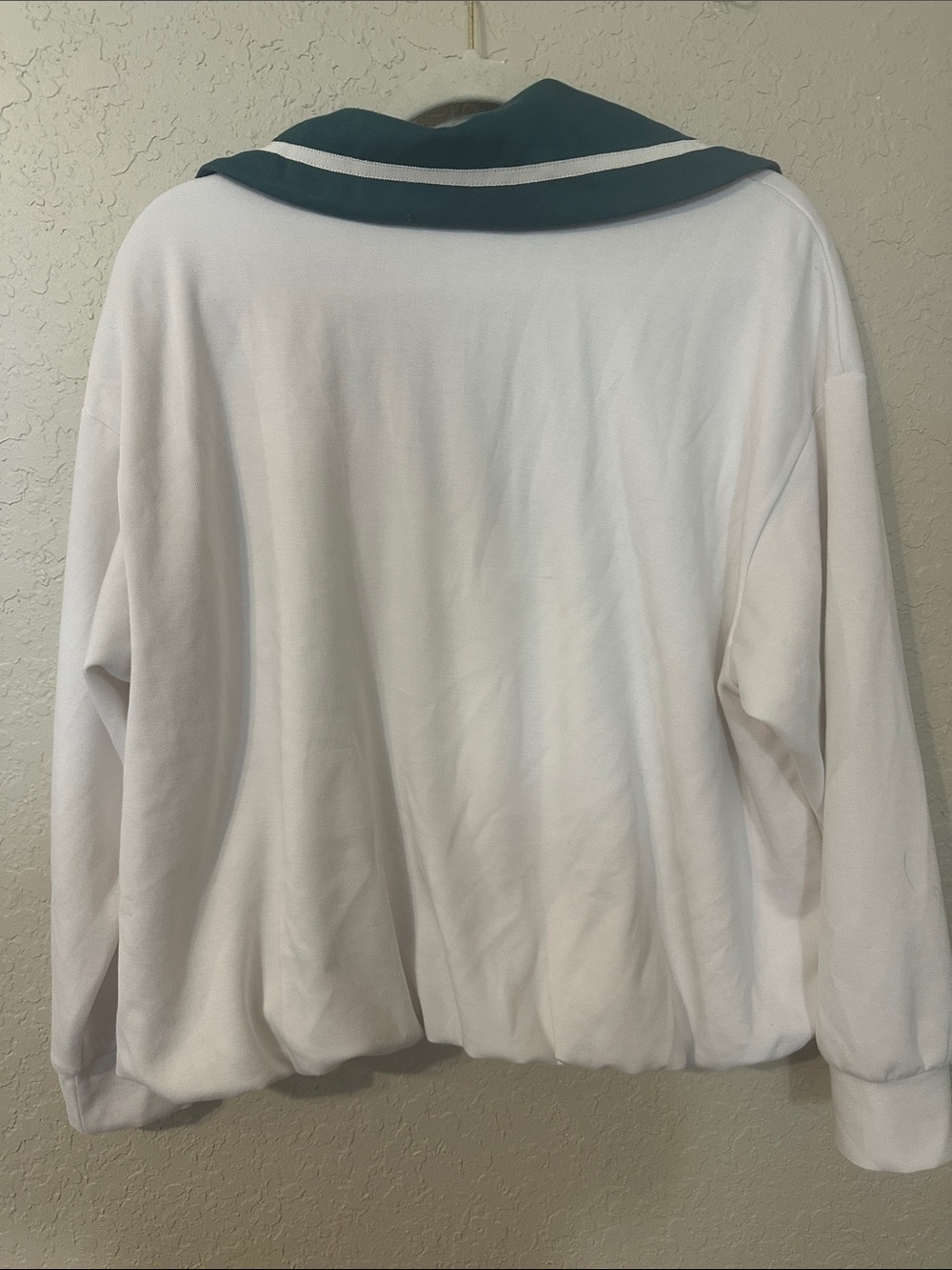 all in motion airy sleek pique 1/2 zip bubble hem collard pillows sweatshirt 5 - Picture 6 of 6